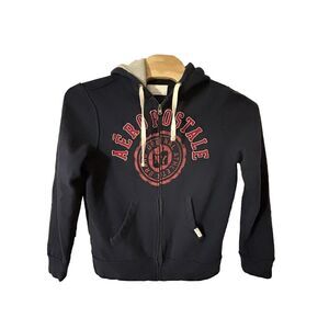 AEROPOSTALE Men Adult Large Embroidered‎ Zip Up Fleece Hoodie Pullover Jacket
